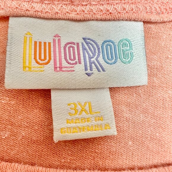 LuLaRoe Irma Tunic Top 3XL Duo 1 Coral Print 1 Solid Peach Soft Comfy Loose Fit - Picture 6 of 15